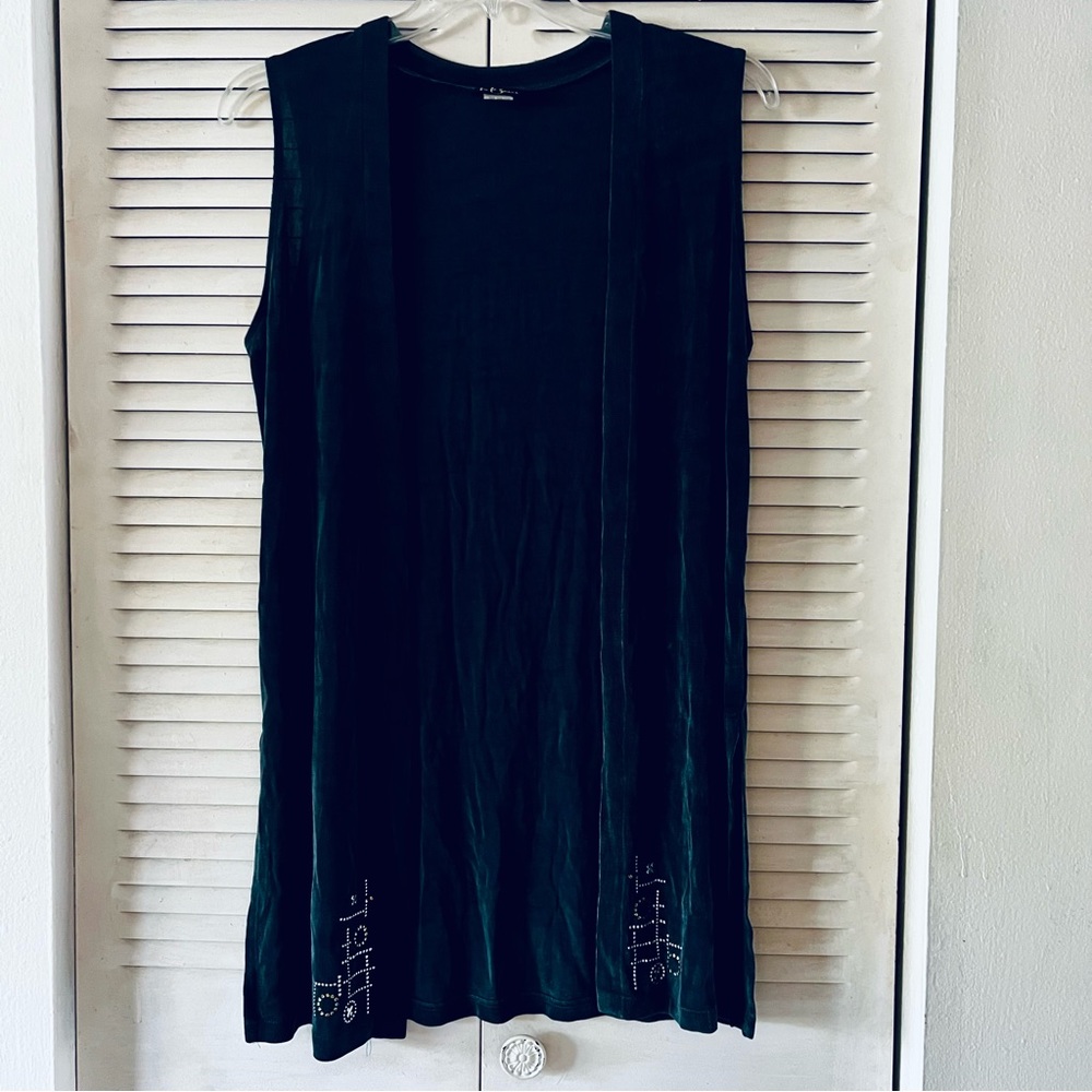 Klg&co. Sleeveless Draped Open Front Cardigan Vest